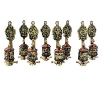 Small Prayer wheel set of 8 with auspicious symbol PW-019Z